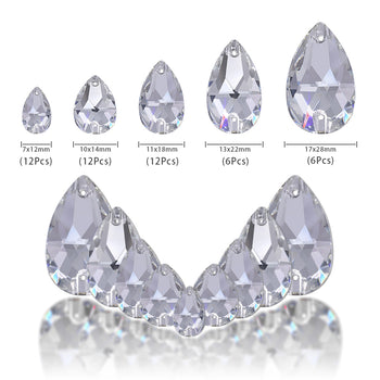 Mixed Sizes Crystal Drop Shape High Quality Glass Sew-on Rhinestones WholesaleRhinestone