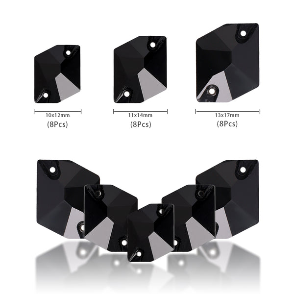 Mixed Sizes Jet Cosmic Shape High Quality Glass Sew-on Rhinestones WholesaleRhinestone