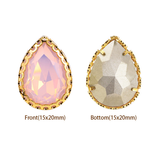 Rose Water Opal Drop Shape High-Quality Glass Sew-on Nest Hollow Claw Rhinestones WholesaleRhinestone