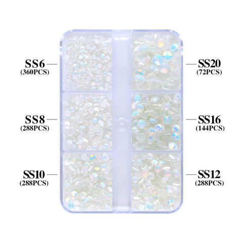 Gemischte Größen 6 Gitterbox Mocha Opal Kristallglas Flachback -Strass für Nagelkunst Zweitbild
