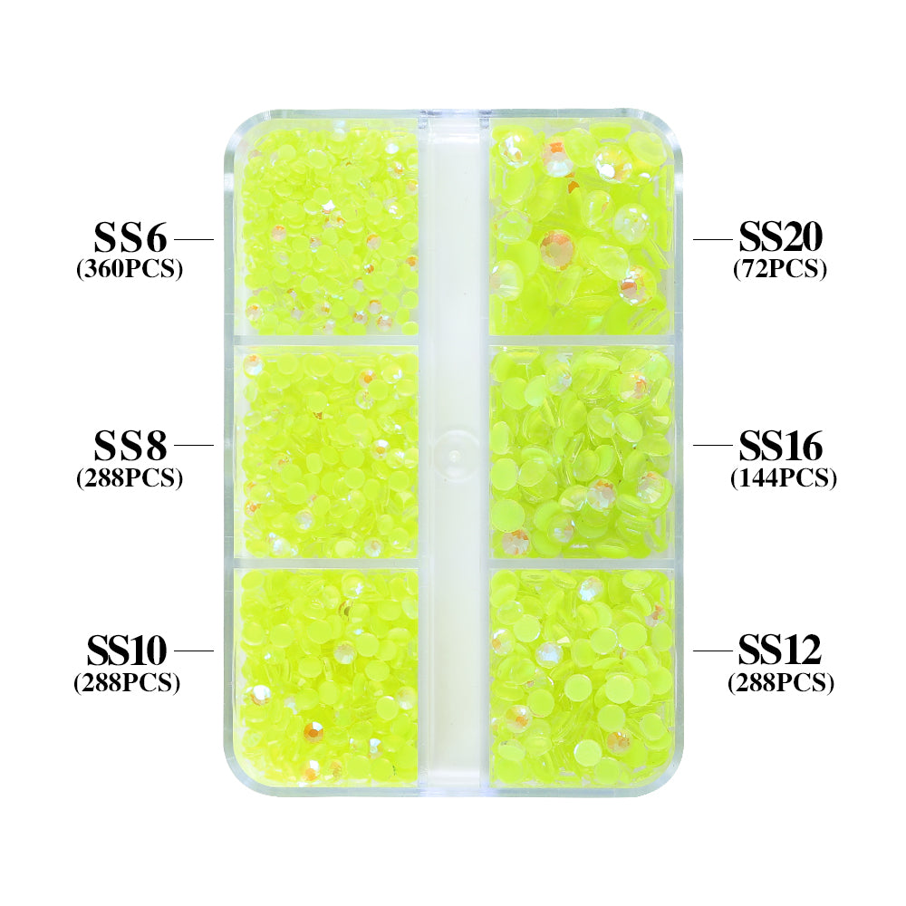 Mixed Sizes 6 Grid Box Mocha Shimmer Citrine Glass FlatBack Rhinestones For Nail Art