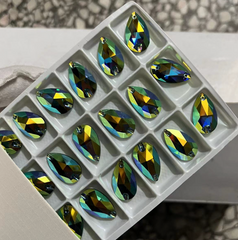Emerald AB Drop Shape High Quality Glass Sew-on Rhinestones WholesaleRhinestone