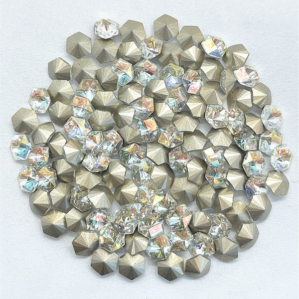 Cognac White Hexagon kaleidoscope Shape Glass Pointed Back Fancy Rhinestones WholesaleRhinestone