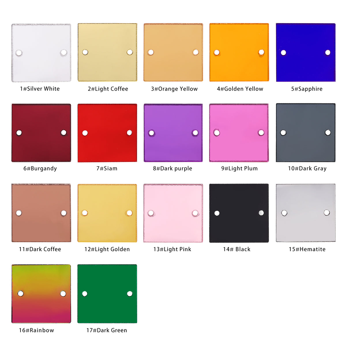 Square Shape Multi Colors Acrylic Sew-on Mirror For Dance Costume WholesaleRhinestone