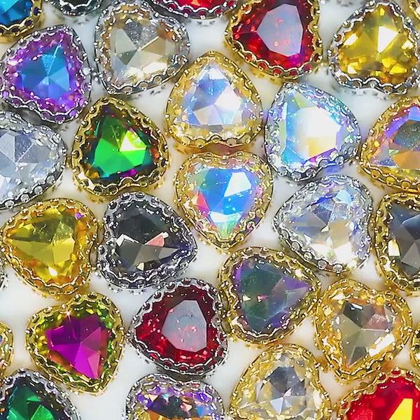 Crystal Maxi Heart Shape High-Quality Glass Sew-on Nest Hollow Claw Rhinestones