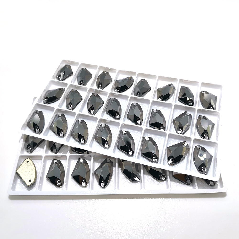 Jet Metallic Silver Galactic Shape High Quality Glass Sew-on Rhinestones WholesaleRhinestone
