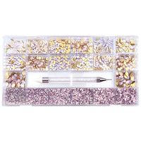 Mixed Multi Shapes Pink Opal Glass Fancy Rhinestone Kit Box For Nail Art HZ2119 WholesaleRhinestone