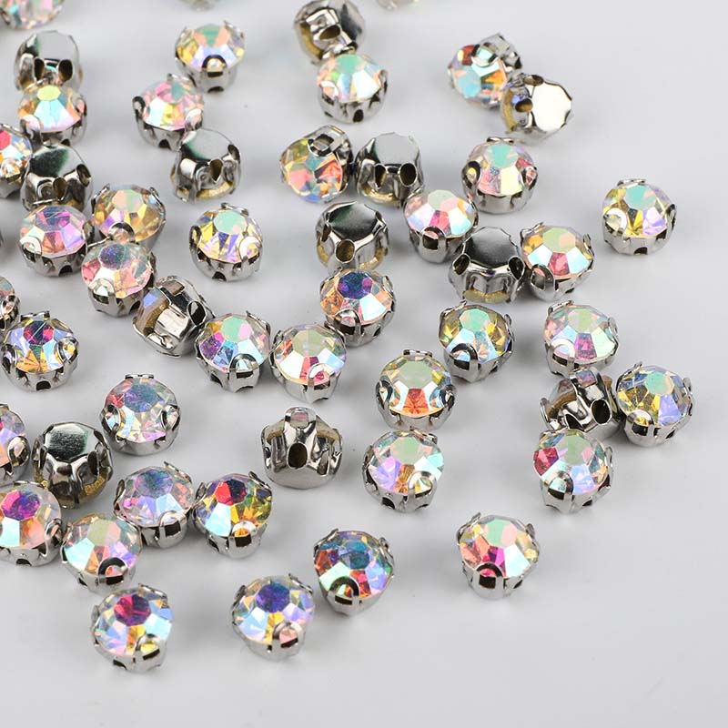 Crystal AB Sewing 3D Claw Rhinestones Silver Base サブ画像