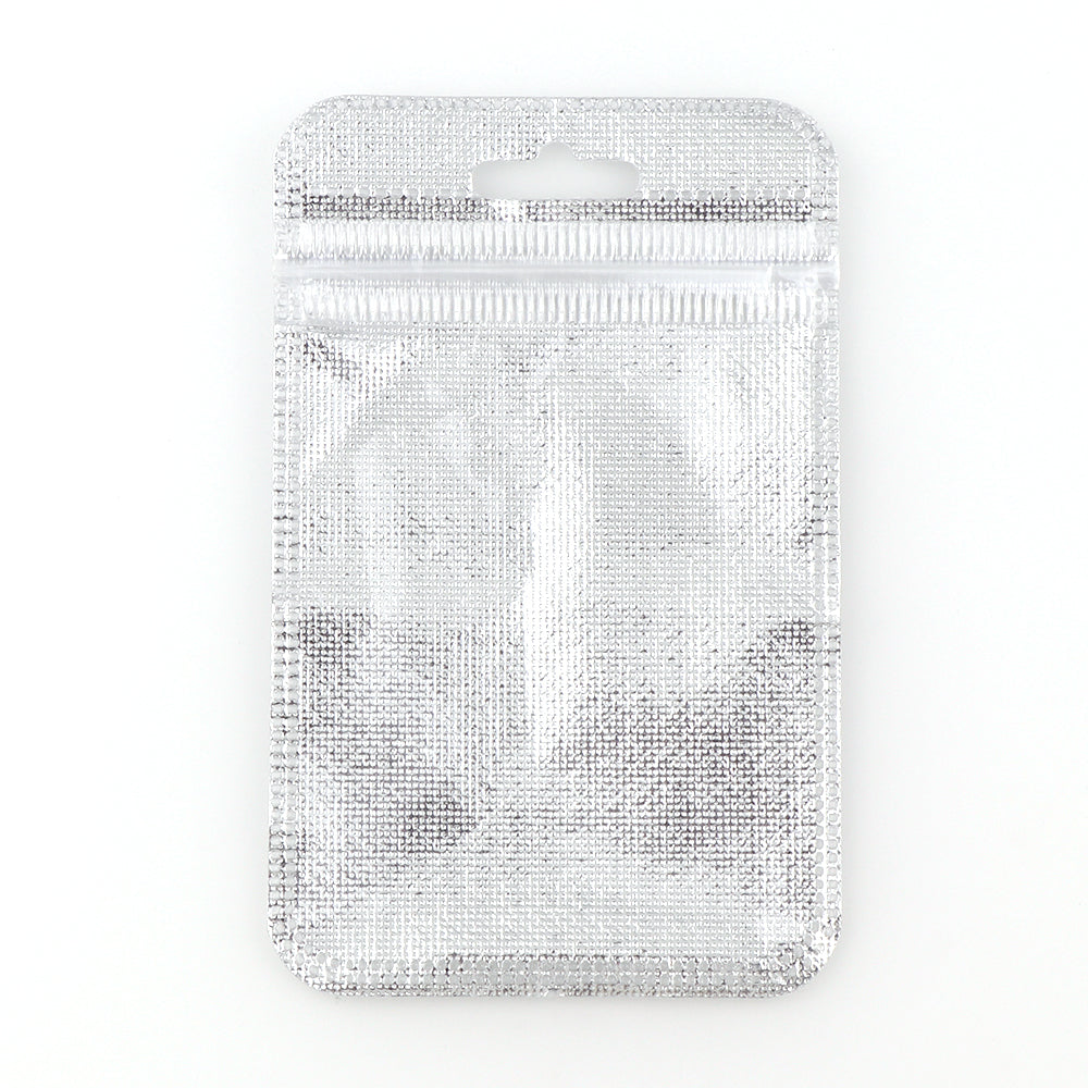 100 PCS Silver Plastic Non-woven Fabric Zip Lock Self-Sealing Bag WholesaleRhinestone 메인 이미지