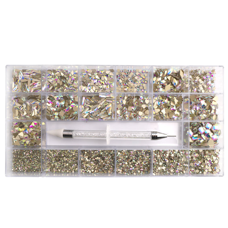 Mixed Multi Shapes Glass Crystal AB Fancy Rhinestones Kit Box For Nail Art HZ2102 WholesaleRhinestone Main image
