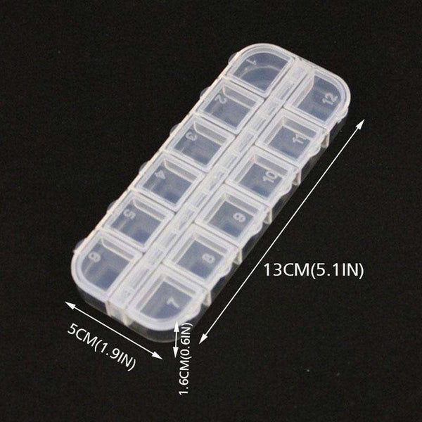 Clear Jewelry Rhinestones Box (5 Pack) Bead Storage Organizer, 12 Compartments Each WholesaleRhinestone