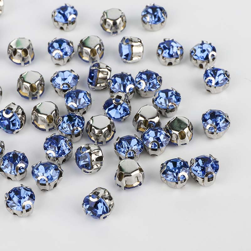 Light Blue Sewing 3D Claw Rhinestones Silver Base WholesaleRhinestone メイン画像