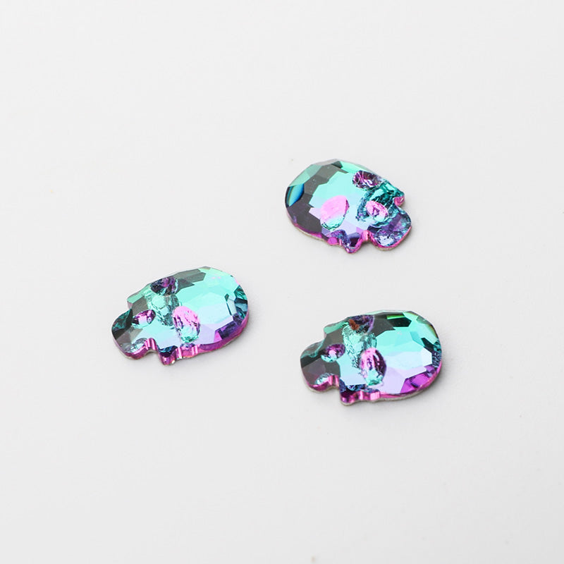 Skull Shape Green Volcano Flat Back Fancy Rhinestones WholesaleRhinestone