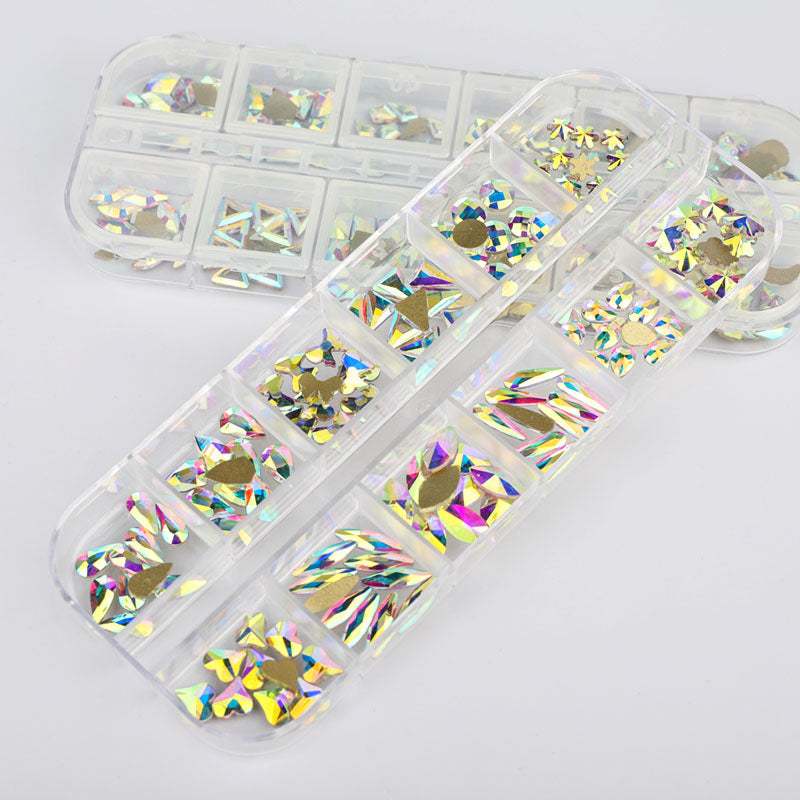120 PCS Mixed Shapes Glass Crystal AB Fancy Rhinestones For Nail Art HZ1201 WholesaleRhinestone