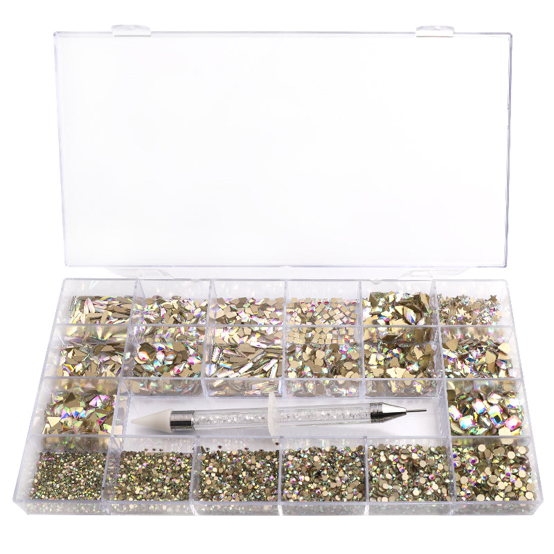 Mixed Multi Shapes Glass Crystal AB Fancy Rhinestones Kit Box For Nail Art HZ2102 Secondary image
