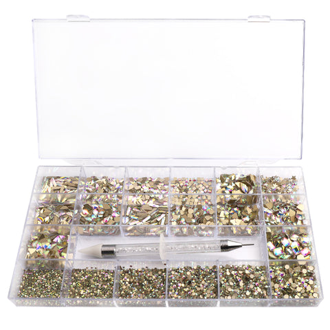 Mixed Multi Shapes Glass Crystal AB Fancy Rhinestones Kit Box For Nail Art HZ2102 WholesaleRhinestone