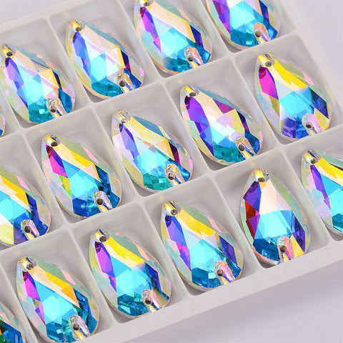 Crystal AB Drop Shape High Quality Glass Sew-on Rhinestones WholesaleRhinestone