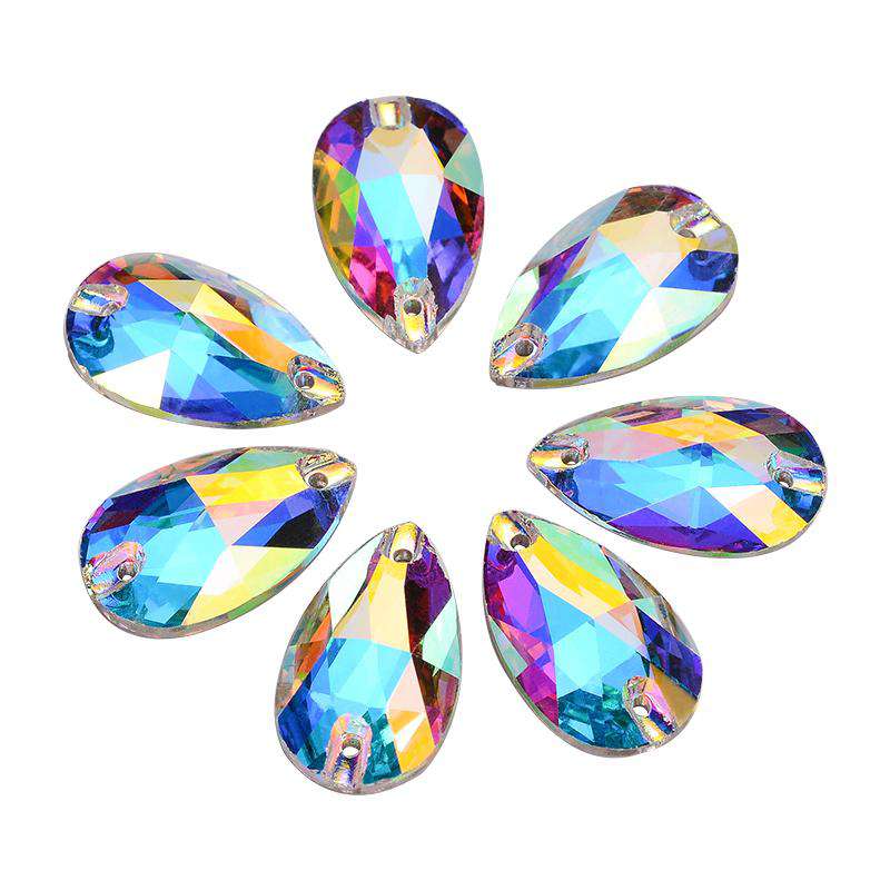 Crystal AB Drop Shape High Quality Glass Sew-on Rhinestones WholesaleRhinestone