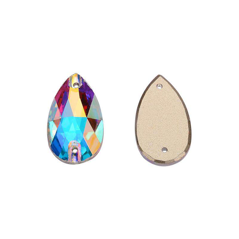 Crystal AB Drop Shape High Quality Glass Sew-on Rhinestones WholesaleRhinestone