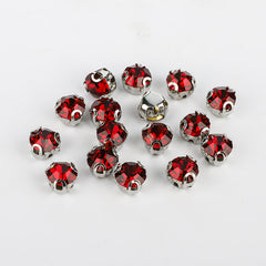 Dark Red/Siam Sewing 3D Claw Rhinestones Silver Base WholesaleRhinestone