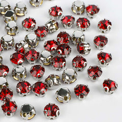 Dark Red/Siam Sewing 3D Claw Rhinestones Silver Base WholesaleRhinestone