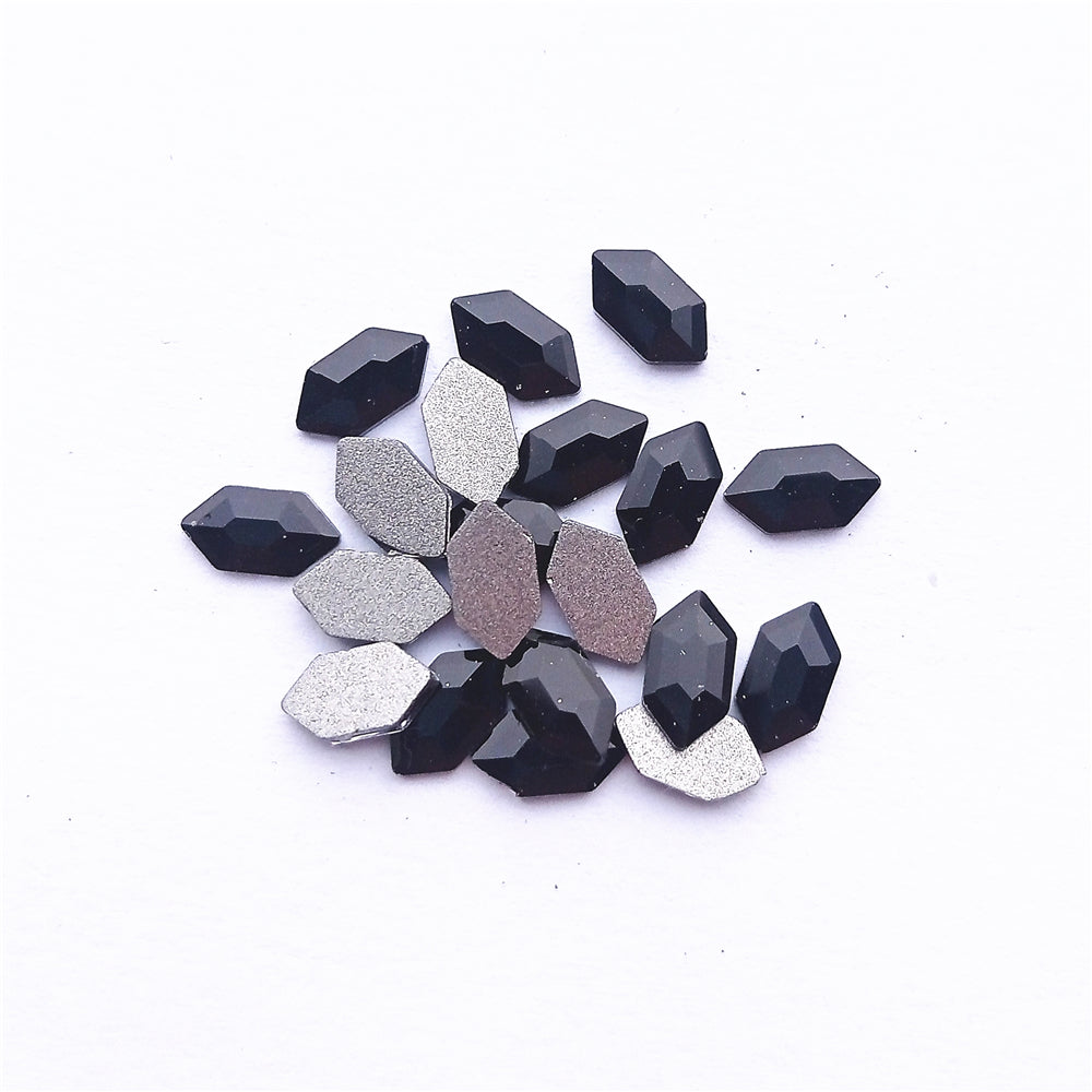 Elongated Hexagon Shape Black Flat Back Fancy Rhinestones WholesaleRhinestone