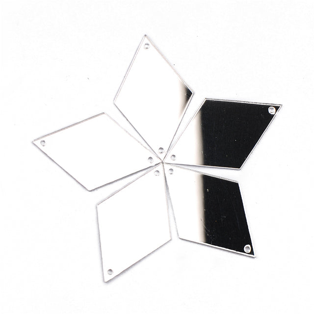 Silver White Rhombus Acrylic Sew-on Mirror For Dance Costume WholesaleRhinestone