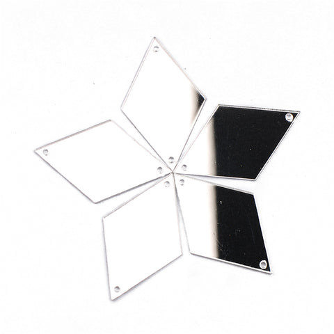 Silver White Rhombus Acrylic Sew-on Mirror For Dance Costume WholesaleRhinestone