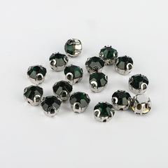 Dark Green Sewing 3D Claw Rhinestones Silver Base WholesaleRhinestone