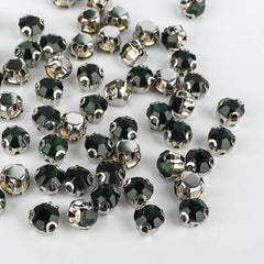 Dark Green Sewing 3D Claw Rhinestones Silver Base WholesaleRhinestone