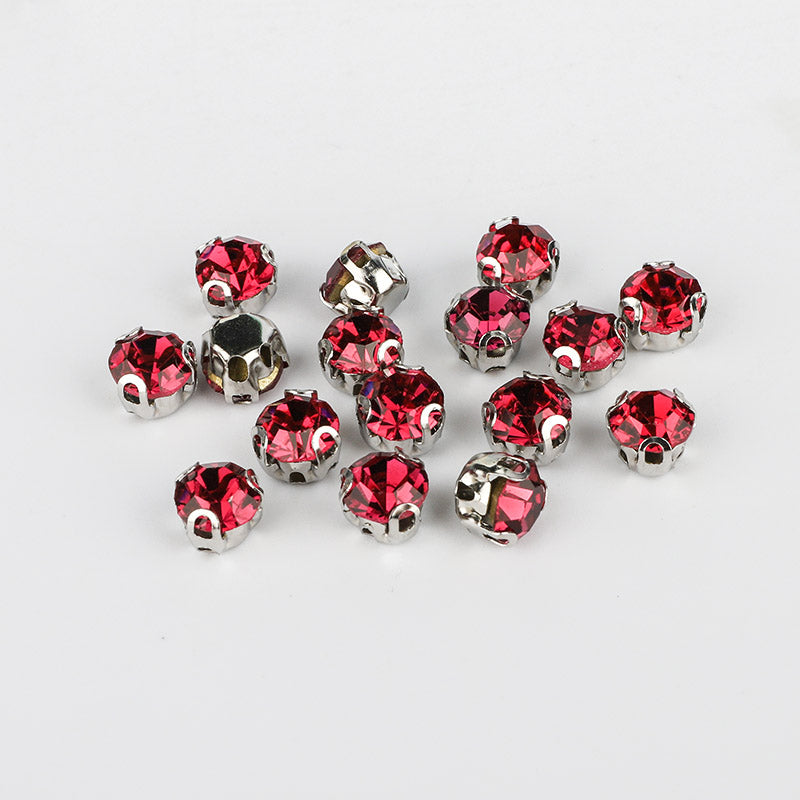 Fuchsia Sewing 3D Claw Rhinestones Silver Base WholesaleRhinestone メイン画像