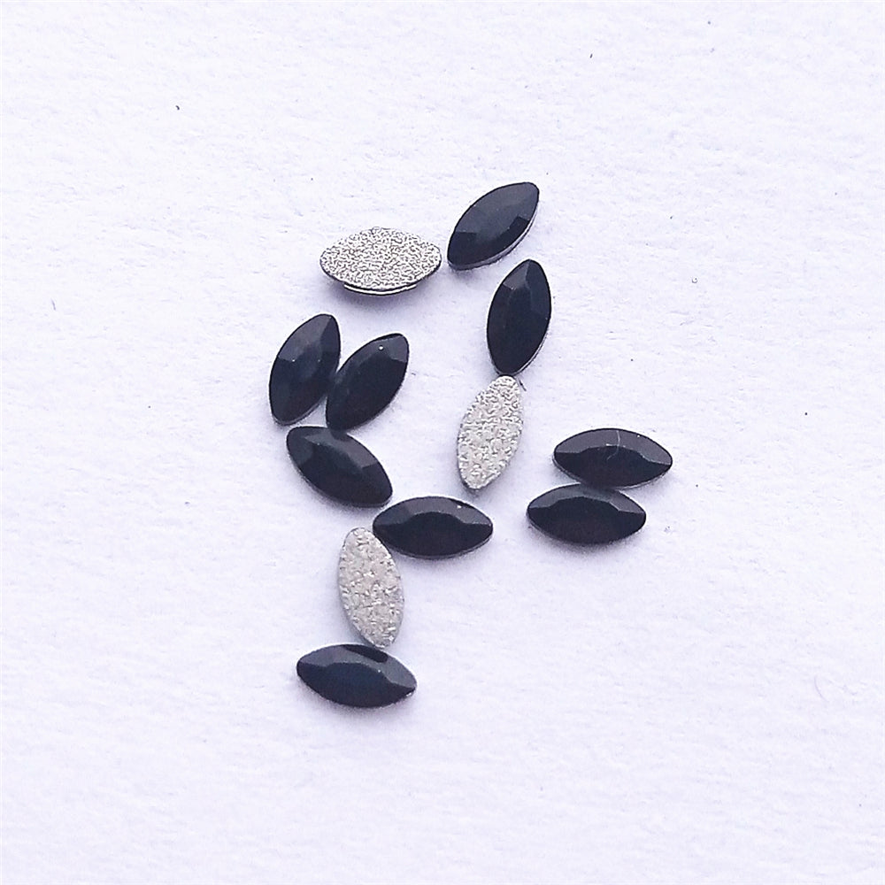 Navette Shape Black Flat Back Fancy Rhinestones WholesaleRhinestone