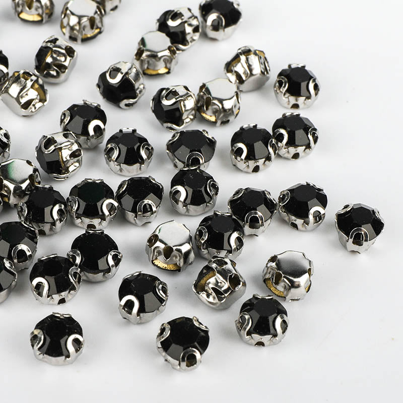 Black Sewing 3D Claw Rhinestones Silver Base WholesaleRhinestone