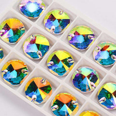 Crystal AB Rivoli  Shape High Quality Glass Sew-on Rhinestones WholesaleRhinestone