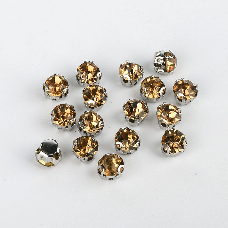 Light Colorado Topaz Sewing 3D Claw Rhinestones Silver Base WholesaleRhinestone メイン画像