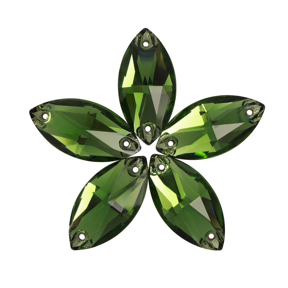 Fern Green Navette Shape High Quality Glass Sew-on Rhinestones WholesaleRhinestone