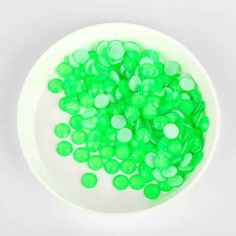 Green Neon Glass Flat Back Glue-On Rhinestones 16 Cut Facets WholesaleRhinestone