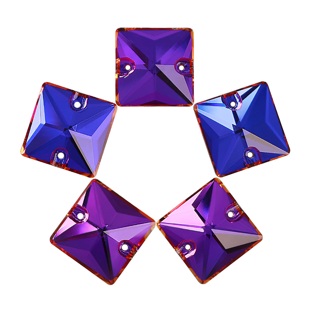 Violet Blue Square Shape High Quality Glass Sew-on Rhinestones WholesaleRhinestone