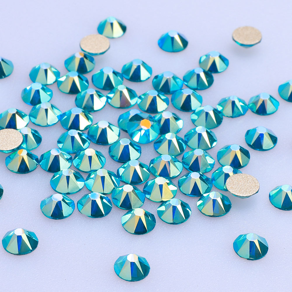 Indikolit ab glas flad ryg lim-on rhinestones 16 skårne facetter Sekundært billede