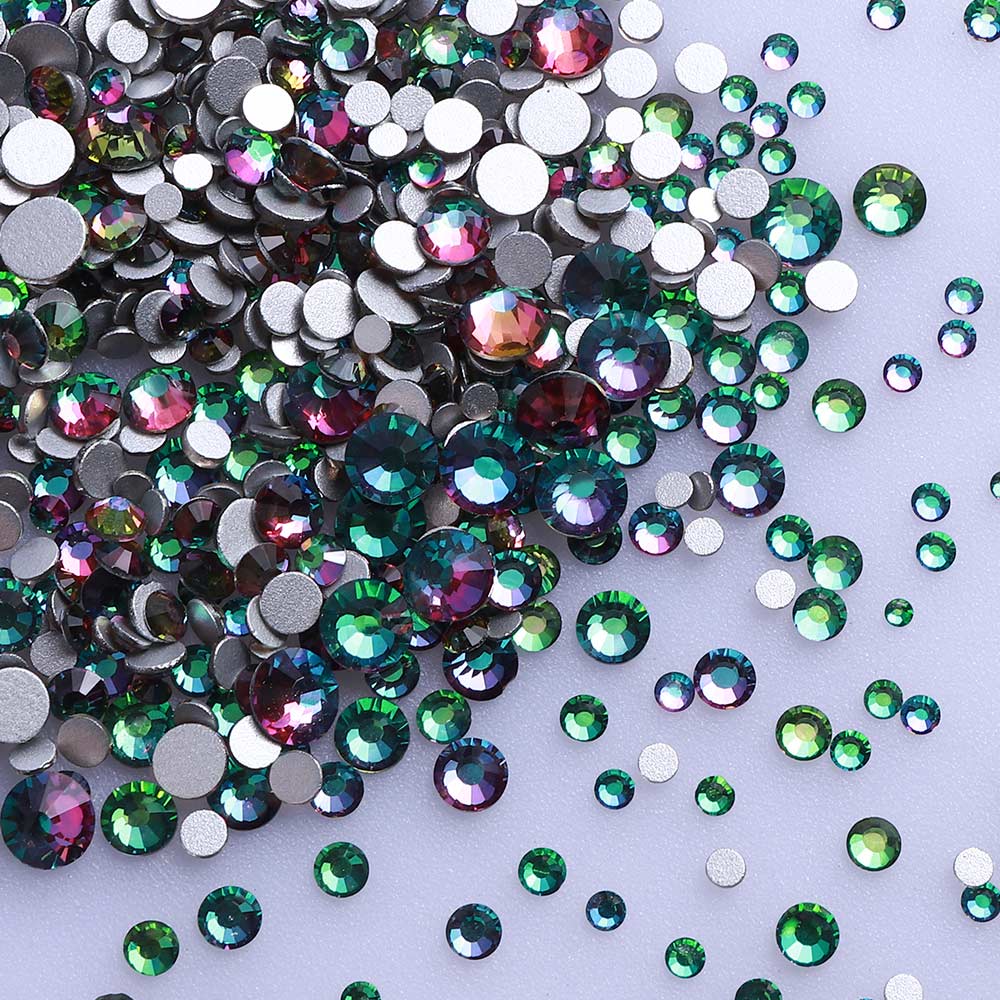 Mixed Sizes Green Volcano Glass FlatBack Rhinestones For Nail Art WholesaleRhinestone