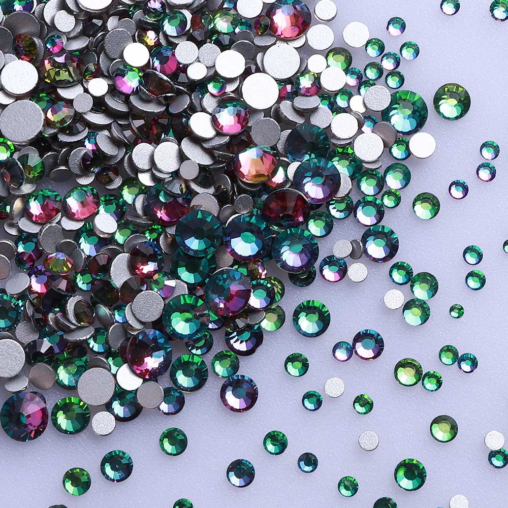 Mixed Sizes Green Volcano Glass FlatBack Rhinestones For Nail Art Secondary image