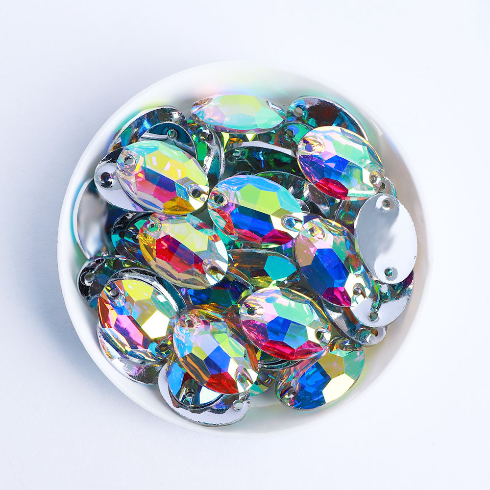 Oval Crystal AB Resin Sew-on Rhinestones For Dance Costume Secondary image