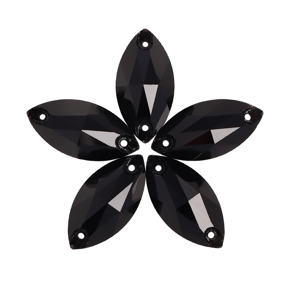 Jet Navette Shape High Quality Glass Sew-on Rhinestones WholesaleRhinestone