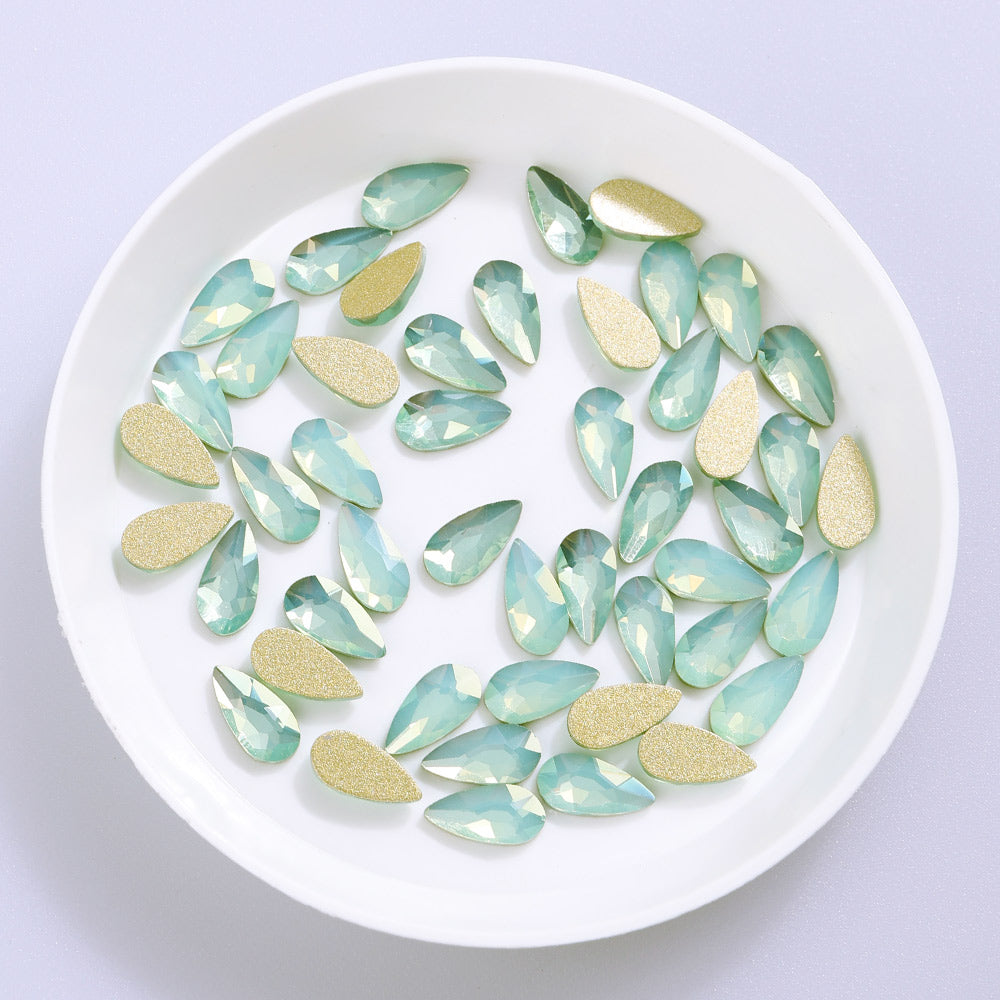 Raindrop Shape Green Opal Flat Back Fancy Rhinestones WholesaleRhinestone
