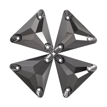 Jet Metallic Silver Triangle Shape High Quality Glass Sew-on Rhinestones WholesaleRhinestone