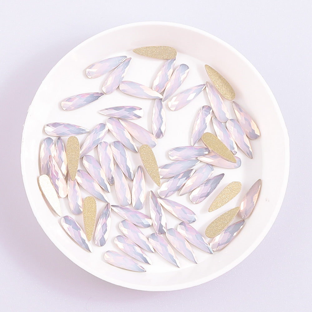 Regndrop form lyserød opal flad ryg fancy rhinestones Sekundært billede