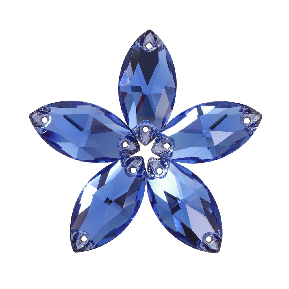 Light Sapphire Navette Shape High Quality Glass Sew-on Rhinestones WholesaleRhinestone