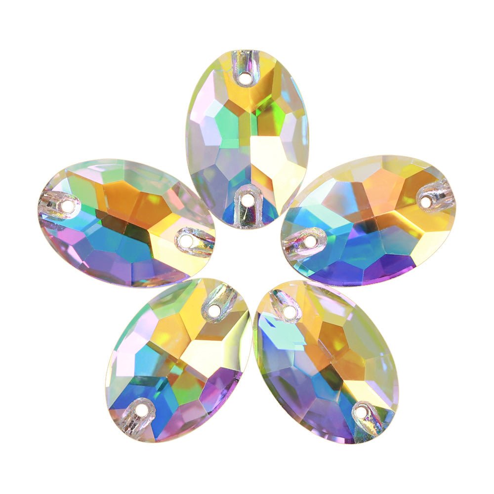 Crystal AB Oval Shape High Quality Glass Sew-on Rhinestones WholesaleRhinestone Main image