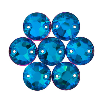 Bermuda Blue XIRIUS Round Shape High Quality Glass Sew-on Rhinestones WholesaleRhinestone