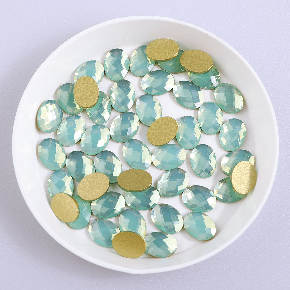 Egg Shape Green Opal Flat Back Fancy Rhinestones WholesaleRhinestone